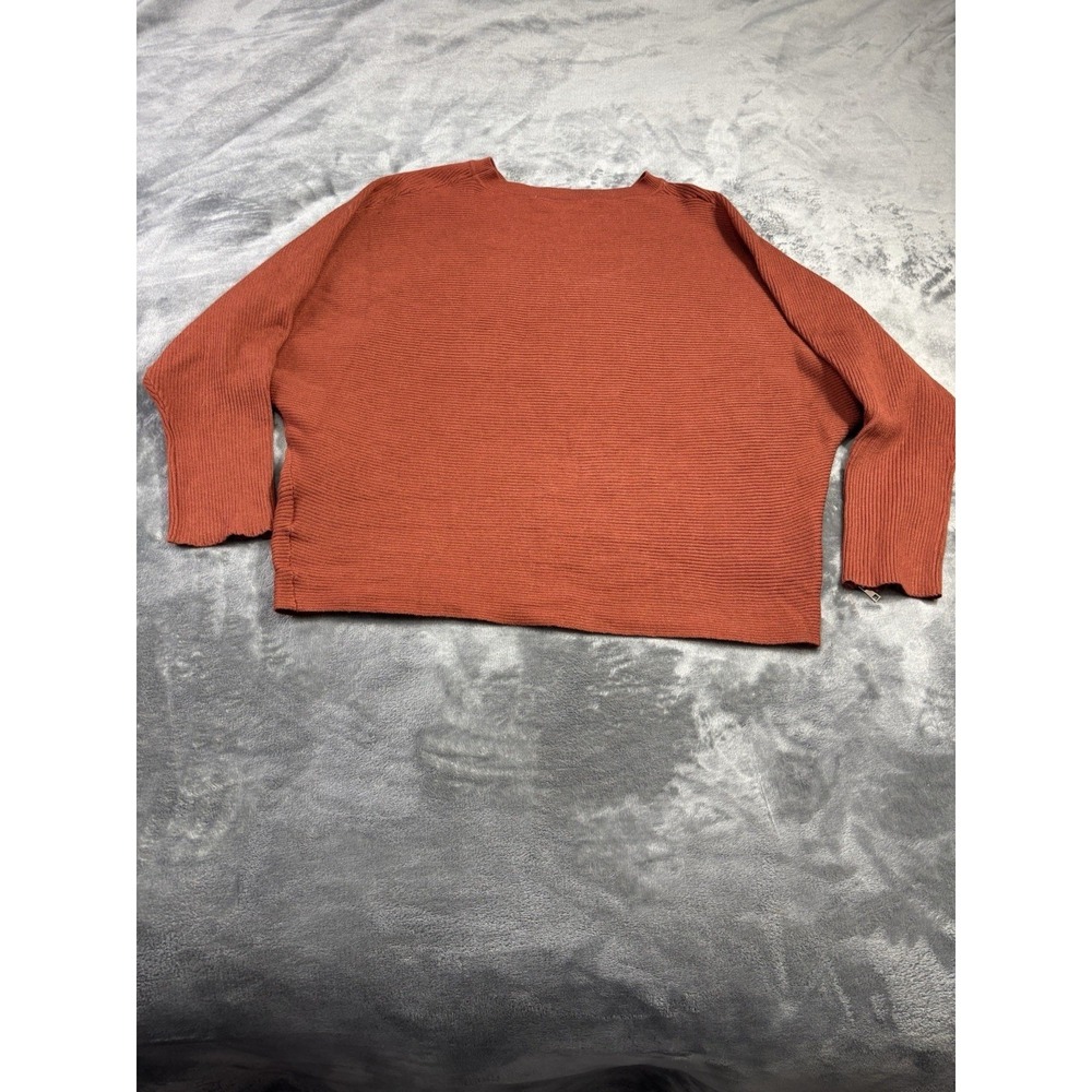 Philosophy Woman Ribbed Knit Sweater Orange 1X/TG Batwing Sleeve Zipper Accent